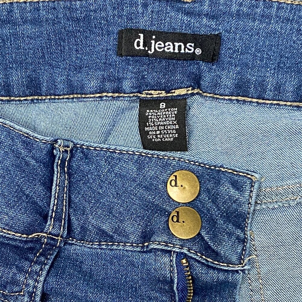 D Jeans High Wide Waistband Bootcut Stretch Denim Jeans Faded Medium Wash 8 - Picture 11 of 12